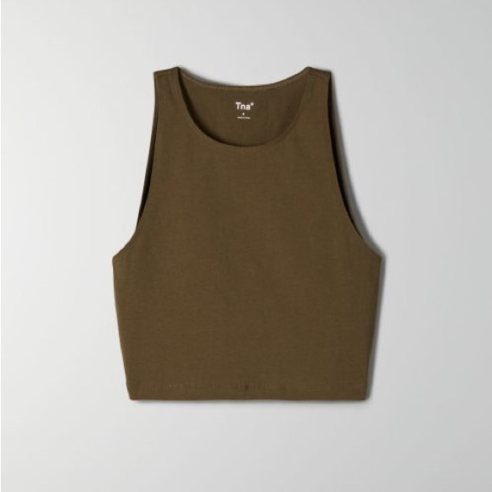 Aritzia TNA 90s mission tank top size small mossy stone olive green